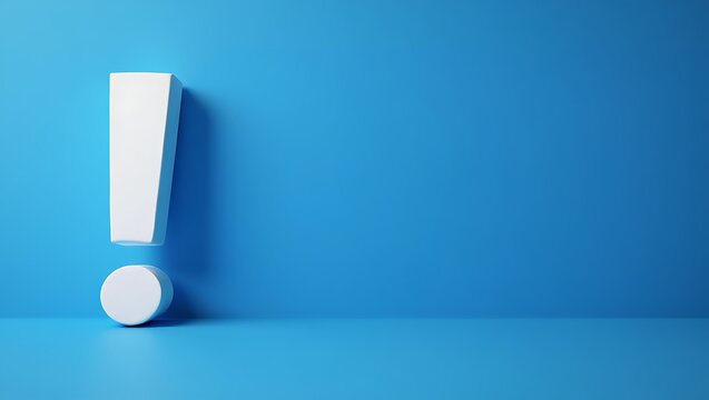 Important Announcement White Exclamation Mark on Blue Background
