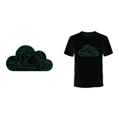 Fototapete - Cloud Computing Circuit Board Design Modern Tech T Shirt Mockup Minimalist Style