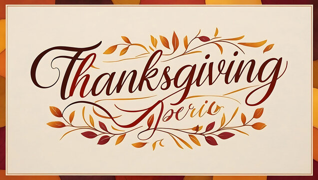 Thanksgiving Greeting Card Design with Calligraphy and Fall Colors
