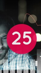Poster - Animation of numbers changing over statistics and tired man