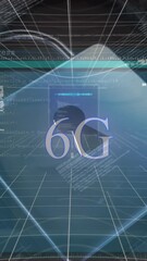 Poster - Animation of security padlock over data processing on dark background