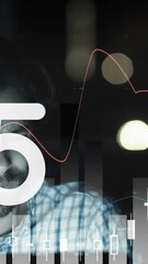 Poster - Animation of numbers changing over statistics and tired man