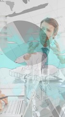 Poster - Animation of statistics and data processing over diverse business people
