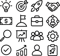 Poster - Outline Simple Business and Startup Element Thin Line Style Icon Set