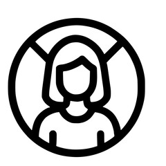 Poster - Line Art Prohibit Woman Silhouette Within Circle Shape User Icon