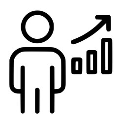 Poster - Minimalist Outline Person with Growing Bar Chart Business Icon