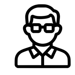Poster - Line Art Minimalist Man with Glasses Face Avatar User Icon