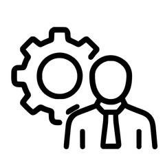 Poster - Line Art Person with Gear Mechanism Setting Optimization Management Icon