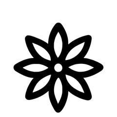 Poster - Simple Bold Flower with Eight Petals Black and White Icon Design