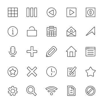 Outline style file folder icons showing various symbols and signs in a organized grid of thirty items