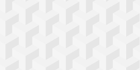 Fototapete - Abstract white cube geometric tile and mosaic wall grid technology wallpaper design. white, gray geometric block cube structure texture background.	
