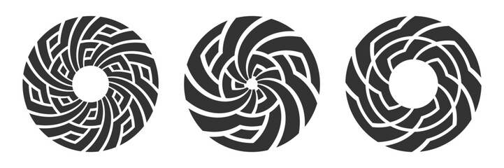 Wall Mural - abstract round symbols, circular geometric shapes. decorative pattern isolated on white background. 