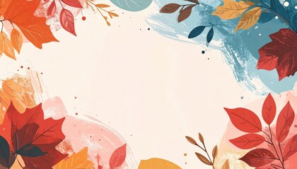 Poster - Autumn leaves decoration nature background digital artwork vibrant colors close-up seasonal design