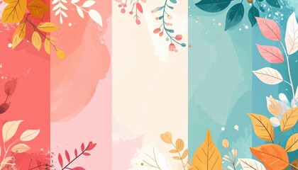 Poster - Autumn leaves arrangement nature scene digital artwork vibrant colors aesthetic perspective seasonal beauty