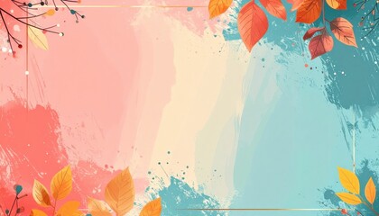 Poster - Autumn leaves decoration creative workspace digital artwork artistic environment aerial view seasonal inspiration
