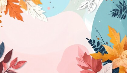 Poster - Autumn leaves arrangement digital artwork nature scene colorful environment artistic viewpoint seasonal concept