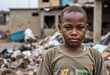© Giuseppe Cammino - Portrait of a young boy standing near a pile of garbage in a slum, highlighting issues of poverty, pollution, and child welfare