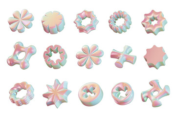 Poster - Holographic element object set pack isolated background 3d rendering