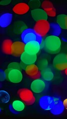 Poster - Abstract Color Lights: Vibrant bokeh, a mesmerizing display of colorful orbs dancing in a world of darkness. An abstract light and color experience.