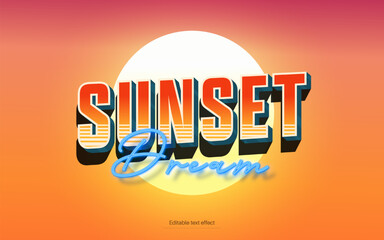 Poster - Vintage Sunset Text Effect for Illustrator