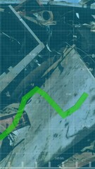 Poster - Animation of green line with data processing over wasteland