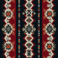 Poster - Seamless Pattern of Bold Lines and Textiles with Intricate Design in Warm Tones for Creative Projects