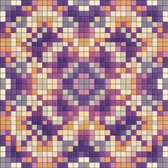 Poster - Seamless Pixelated Checker Pattern in Vibrant Purple and Orange Tones for Modern Design Projects