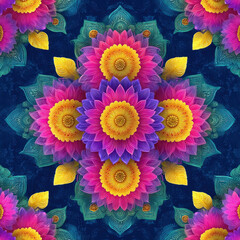 Poster - Vibrant and Colorful Rangoli Flower Petals Pattern Design for Festive Backgrounds and Decorative Use