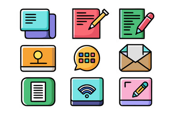 Poster - Comprehensive collection of colorful signed symbols representing blogs and publications perfect for digital content and media projects