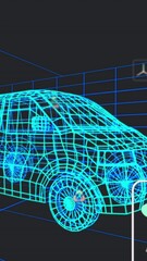 Poster - Animation of multiple digital icons over 3d van model moving in seamless pattern in a tunnel