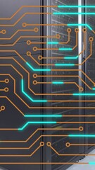 Poster - Animation of microprocessor connections against computer server room