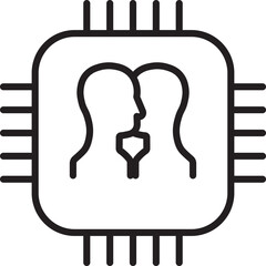 Poster - Artificial intelligence icon, featuring two human profiles inside microchip outline, symbolizes technology, innovation, and digital transformation in modern, minimalistic style