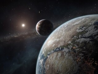 Wall Mural - a star system with a planet similar to earth.