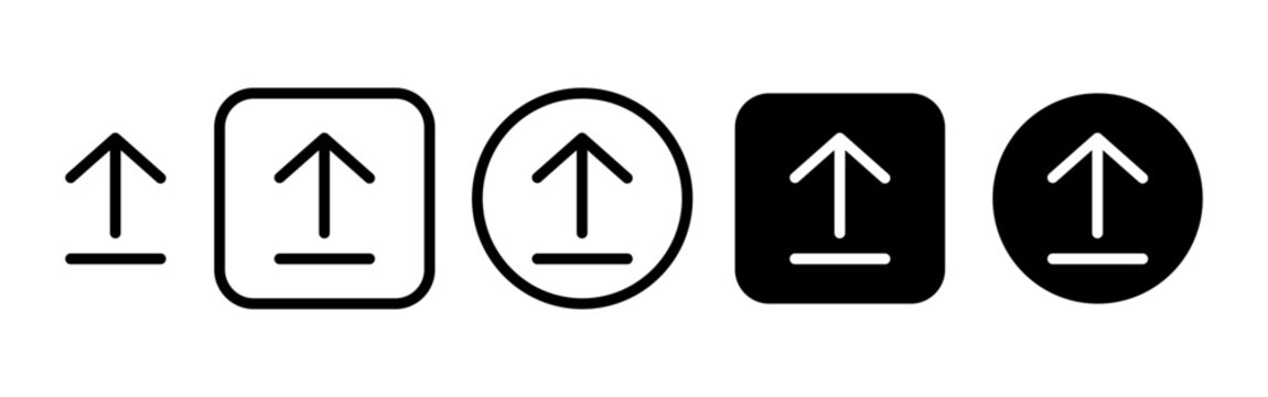Vector isolated Upload icon set in black outline and fill