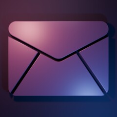 Poster - Purple Envelope icon isolated on purple-blue background. Email message letter symbol. Minimalism concept. 3D render illustration