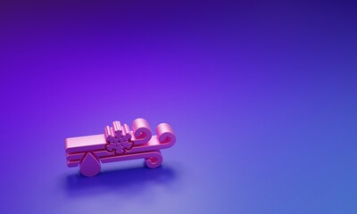 Poster - Pink Wind and rain with snow icon isolated on purple-blue background. Windy weather. Minimalism concept. 3D render illustration