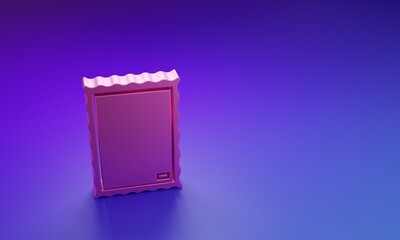 Aufkleber - Pink Picture icon isolated on purple-blue background. Minimalism concept. 3D render illustration