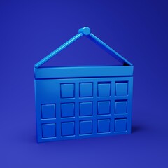 Poster - Blue Calendar icon isolated on blue background. Event reminder symbol. Minimalism concept. 3D render illustration