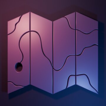 Purple Location of the forest on a map icon isolated on purple-blue background. Minimalism concept. 3D render illustration