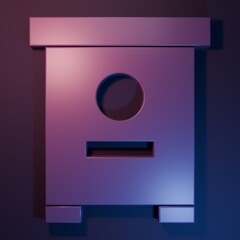 Poster - Purple Hive for bees icon isolated on purple-blue background. Beehive symbol. Apiary and beekeeping. Sweet natural food. Minimalism concept. 3D render illustration