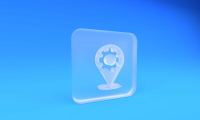 Fototapete - Frosted glass Car service icon isolated on blue background. Auto mechanic service. Repair service auto mechanic. Maintenance sign. Square frosted glass button. 3D render illustration