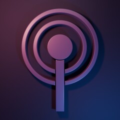 Poster - Purple Antenna icon isolated on purple-blue background. Radio antenna wireless. Technology and network signal radio antenna. Minimalism concept. 3D render illustration