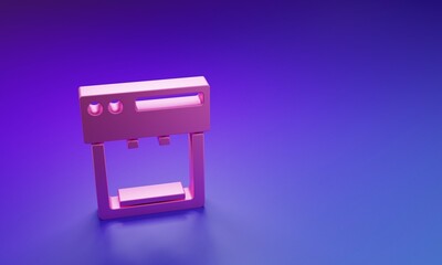 Poster - Pink Coffee machine icon isolated on purple-blue background. Minimalism concept. 3D render illustration