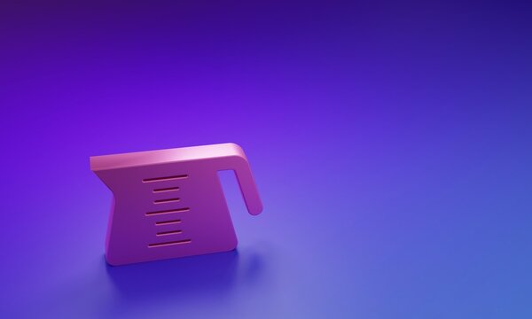 Pink Coffee pot icon isolated on purple-blue background. Minimalism concept. 3D render illustration