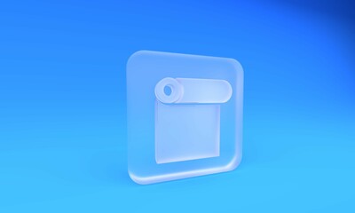 Poster - Frosted glass Roll of paper icon isolated on blue background. Square frosted glass button. 3D render illustration