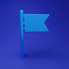 Poster - Blue Flag icon isolated on blue background. Location marker symbol. Minimalism concept. 3D render illustration