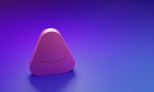 Pink Pouf icon isolated on purple-blue background. Soft chair. Bag for the seat. Comfortable furniture armchair. Minimalism concept. 3D render illustration