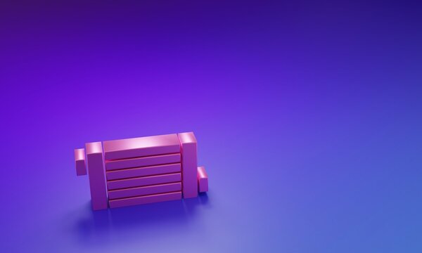 Pink Car radiator cooling system icon isolated on purple-blue background. Minimalism concept. 3D render illustration