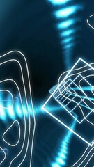  - Animation of illuminated squares and abstract patterns moving over electric circuit board patterns