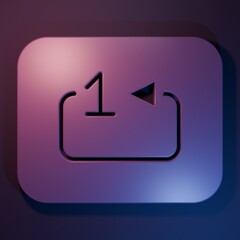Fototapete - Purple Repeat track music player icon isolated on purple-blue background. The sign is a round curved arrow and the number one. Minimalism concept. 3D render illustration